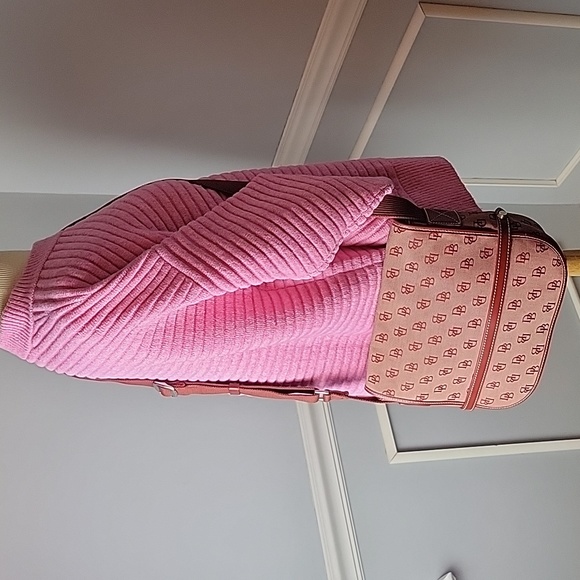 Dooney & Bourke Handbags - DOONEY & BOURKE VTG Cabriolet Red Monogram Print Canvas Flap Messager Saddle Bag